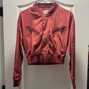Ashley By 26 International Satin Bomber Jacket - Rich Red